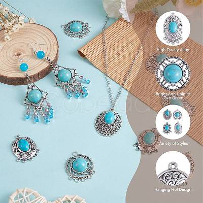 10pcs Turquoise+alloy pendant Vintage alloy earring head diy handmade material(5 styles) JX575A-1