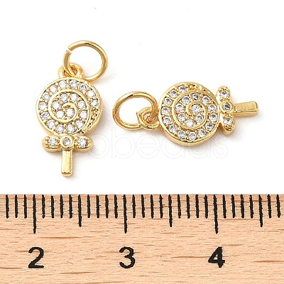 Rack Plating Brass Micro Pave Clear Cubic Zirconia Pendants KK-K349-14G-1