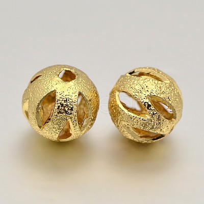 Brass Textured Beads KK-J221-17G-1