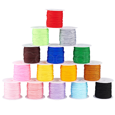 PandaHall Elite 15 Rolls 15 Colors Nylon Chinese Knotting Cord NWIR-PH0002-04-1