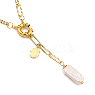 Natural Baroque Pearl Keshi Pearl Lariat Necklaces NJEW-JN03042-1