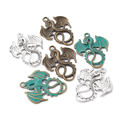 6Pcs 3 Styles Alloy Dragon Pendants FIND-FS0001-76-1