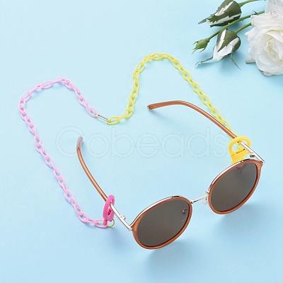 Personalized Two Tone ABS Plastic Cable Chain Necklaces NJEW-JN02825-03-1