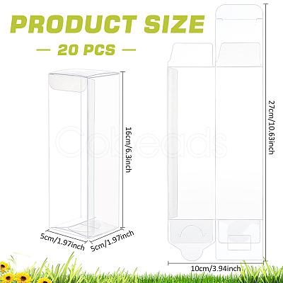 BENECREAT 20Pcs Rectangle Transparent Plastic PVC Box Gift Packaging CON-BC0007-28-1