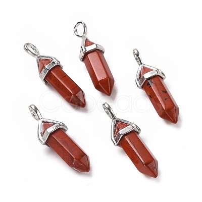 Natural Red Jasper Pointed Pendants G-K329-58P-1