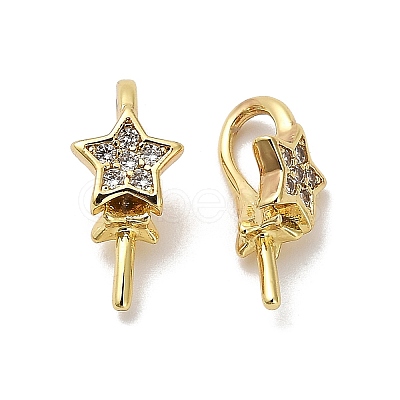 Star Rack Plating Brass Micro Pave Cubic Zirconia Pendant Bails KK-S397-15B-G-1