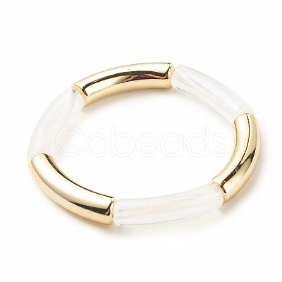 Acrylic Curved Tube Chunky Stretch Bracelet for Women BJEW-JB08123-1