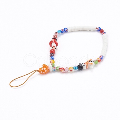 Handmade Millefiori Glass Beaded Mobile Straps HJEW-JM00446-1