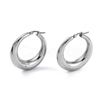 Tarnish Resistant Ring 304 Stainless Steel Hoop Earrings EJEW-O032-02P-1