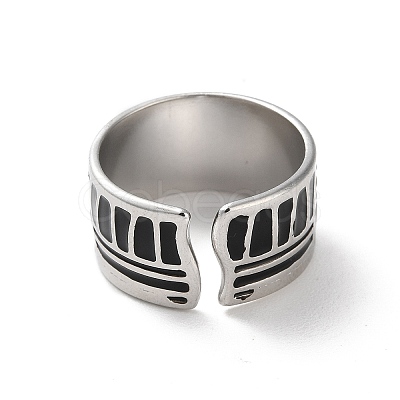 304 Stainless Steel Enamel Cuff Rings for Men RJEW-M171-35P-1