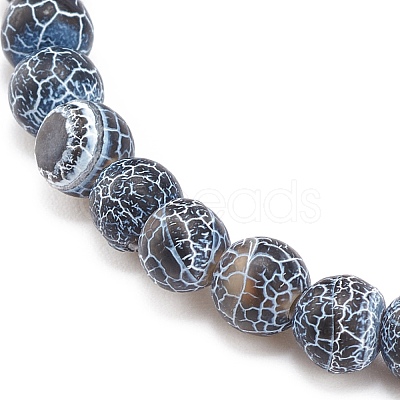 Natural Weathered Agate(Dyed) Round Beaded Stretch Bracelet BJEW-JB08363-02-1