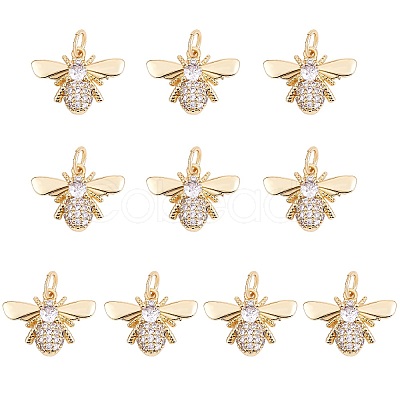 10Pcs Rack Plating Brass Micro Pave Cubic Zirconia Pendants ZIRC-SZ0004-24-1