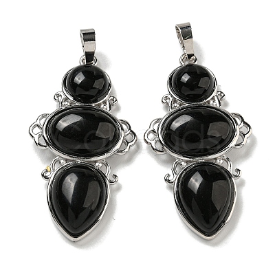 Natural Obsidian Pendants G-Q158-04N-1