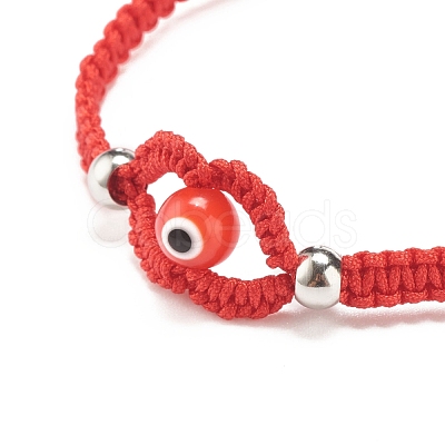 Lampwork Evil Eye Braided Bead Bracelet BJEW-JB07857-05-1