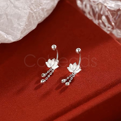 999 Sterling Silver Flower Ear Plug Gauges EJEW-P296-09S-1