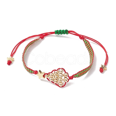 Christmas Tree Brass & MIYUKI Glass Seed Beads Braided Bead Bracelets BJEW-MZ00089-1