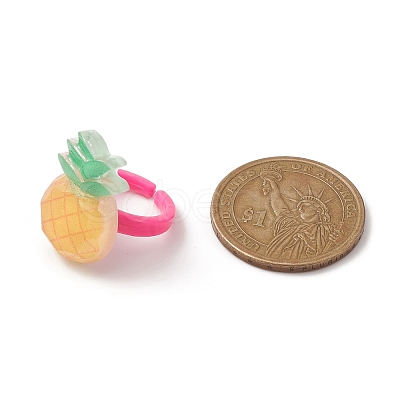 3D Fruit Resin Open Cuff Rings for Kids RJEW-JR00576-1