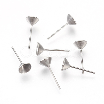 Non-Tarnish 304 Stainless Steel Post Stud Earring Settings STAS-E446-01D-P-1