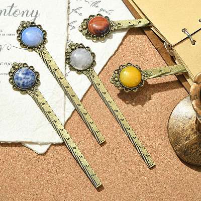 Mixed Natural & Synthetic Gemsotne Bookmarks AJEW-JK00282-1