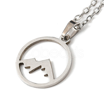 Non-Tarnish 201 Stainless Steel Mountain Pendant Necklace with Cable Chains NJEW-Q317-26P-1