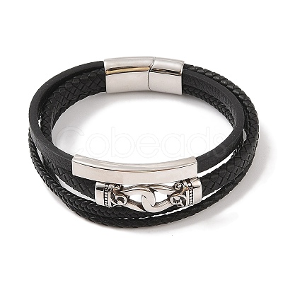 Braided Microfiber Leather Multi-strand Bracelets BJEW-B096-05A-1