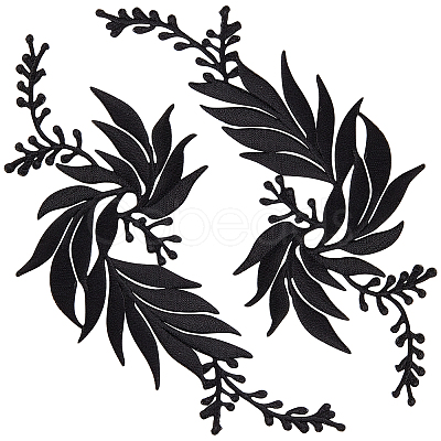 Gorgecraft 4Pcs 2 Style Leaf Computerized Embroidery Cloth Iron on/Sew on Patches DIY-GF0005-33B-1