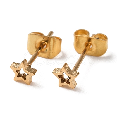 Ion Plating(IP) 304 Stainless Steel Stud Earrings for Women EJEW-F325-01B-G-1