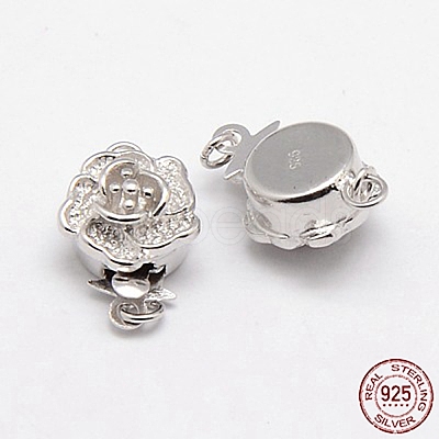 Anti-Tarnish Rhodium Plated Sterling Silver Box Clasps X-STER-A030-64-1