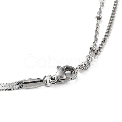 304 Stainless Steel with Plastic Bead Necklaces NJEW-Q335-02C-P-1