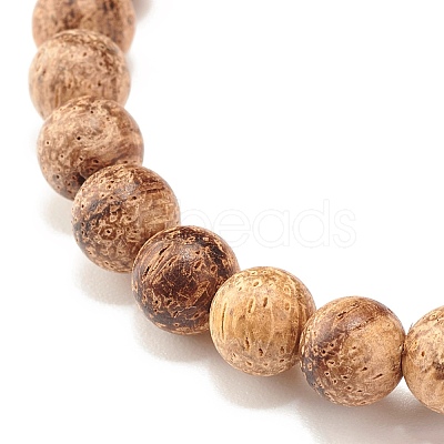 6mm Round Natural Mixed Wood Beads Stretch Bracelet BJEW-JB07360-1