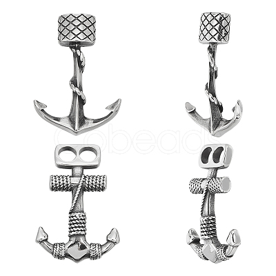 Unicraftale 4Pcs 2 Styles 304 Stainless Steel Anchor Hook Clasps STAS-UN0047-10-1