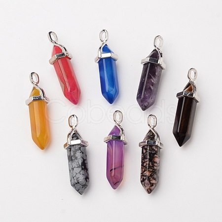 Natural Gemstone Double Terminated Pointed Pendants G-F295-05-1