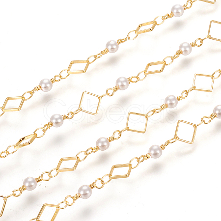 3.28 Feet Brass Handmade Beaded Chain X-CHC-I031-02G-1