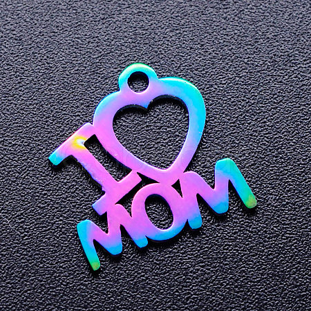 Mother's Day Ion Plating(IP) 201 Stainless Steel Charms STAS-Q201-JN173-1