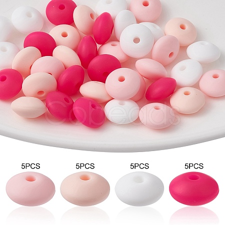 20Pcs 4 Colors Food Grade Eco-Friendly Silicone Focal Beads SIL-YW0001-12A-1