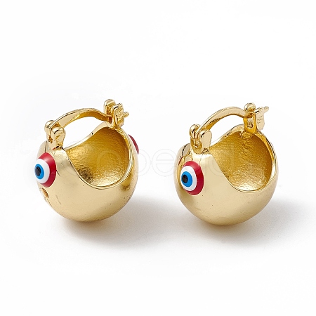 Brass Enamel Evil Eye Half Hoop Earrings EJEW-A093-03G-08-1