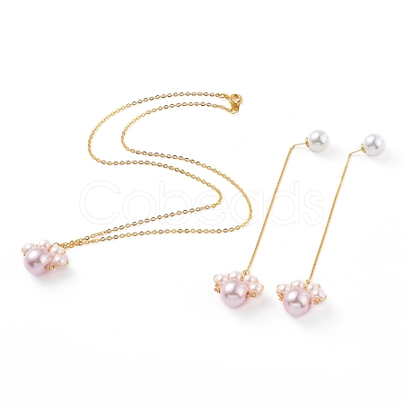 Dog Paw Prints Pendant Necklace & Dangle Earrings Jewelry Sets SJEW-JS01059-02-1