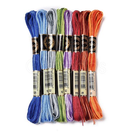 8 Skeins 8 Colors 6-Ply Polyester Embroidery Floss OCOR-M009-01A-01-1