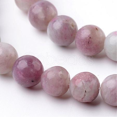 Dyed Round Natural Pink Tourmaline Beads Strands G-K089-8mm-05-1