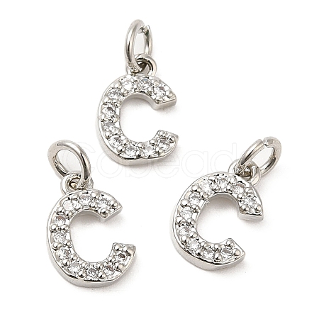 Brass Micro Pave Grade AAA Cubic Zirconia Charms ZIRC-P067-11P-C-NR-1