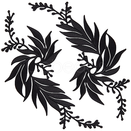 Gorgecraft 4Pcs 2 Style Leaf Computerized Embroidery Cloth Iron on/Sew on Patches DIY-GF0005-33B-1