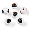 Halloween Theme Wood European Beads, Printed Large Hole Beads, Round, White, Cat Shape, 15.5~16.5mm, Hole: 3.5~4.5mm