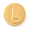 Ion Plating(IP) 304 Stainless Steel Beads, Flat Round with Letter, Golden, Letter L, 8x3mm, Hole: 1.6mm