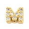 Rack Plating Brass Micro Pave Cubic Zirconia Cabochons, Cadmium Free & Lead Free, Long-Lasting Plated, Real 18K Gold Plated, Letter M, 5x5x2mm