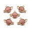 Alloy Enamel Pendants, Planet, Golden, Pink, 12x16.5x2.5mm, Hole: 1mm