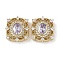 Brass Micro Pave Cubic Zirconia Beads, Real 18K Gold Plated, Rectangle with Oval Pattern, Lilac, 18.5x16x5mm, Hole: 1mm