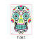 Heat Tranfer Printing Luminous Body Art Face Tattoo Sticker, Skull, for Halloween, Colorful, 21x15cm