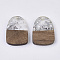 Transparent Resin & Walnut Wood Pendants, with Silver Foil, Teardrop, Silver, 28x20x3~4mm, Hole: 2mm