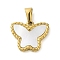 Resin Imitation White Shell Pendants, Golde Tone 304 Stainless Steel Charms, Butterfly, 17x20x2mm, Hole: 7.8x3.3mm