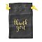 Organza Drawstring Bags, Candy Storage Bags, Rectangle with Word Thank You, Black, 15.2x10x0.15cm